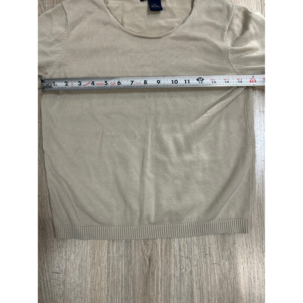 Brooks Brothers Silk Cotton Short Sleeve Sweater Beige Tan Crew Neck Womens Med - Picture 5 of 6